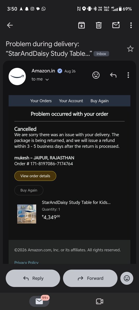 Kjpolo0112's tweet photo. I don't know what's wrong with amazon, my orders are getting cancelled whether they're prepaid or COD, tried everything, customer support has no answers, didn't get reply from mail. Updated my KYC as well, dropped my prime membership &amp; told thm reason but no help. 
@AmitAgarwal https://t.co/ImrLDdZEwF