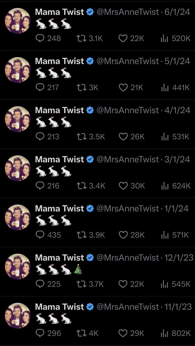 notinthesameray's tweet photo. i really appreciate anne’s dedication to these damn bunnies bc what do you mean it’s the only thing she’s been posting since 2023 https://t.co/646iB671PE