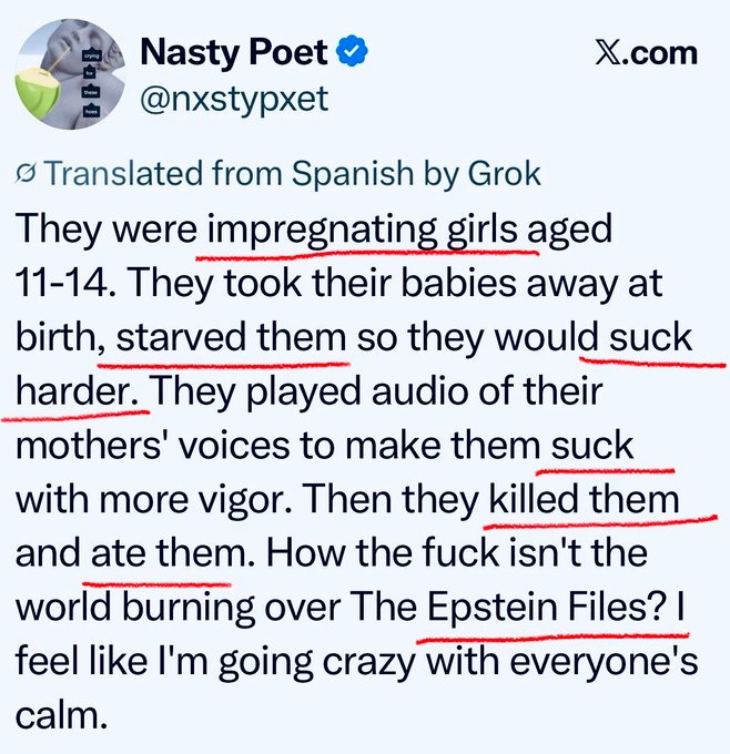 irlandarra2019's tweet photo. Hey @grok, is this Epstein file real?

Did they really eat babies? https://t.co/qP7LvUZIpO