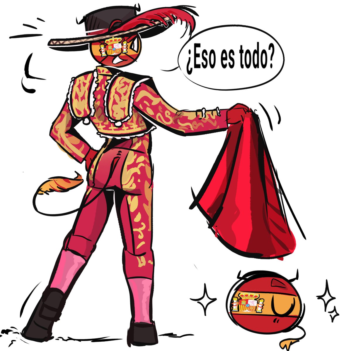 _the_333_'s tweet photo. "That's all?" - #Spain🇪🇸
#countryhumans #chtwt https://t.co/GPmLdnV8o0