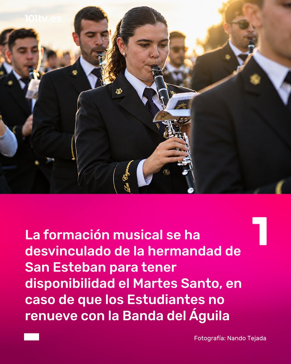 AlCielo101's tweet photo. ❤️‍🔥 La @BMLasCigarreras se desvincula de San Esteban ¿con rumbo a los Estudiantes?

💥 Al parecer, esta formación musical podría acompañar a la Virgen de la Angustia y al Nazareno de la Misericordia en 2027.

✅ La Banda de Mairena y de Santa Ana, las opciones de San Esteban. https://t.co/DC8fkY3cBu