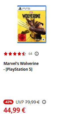 GermanStrands's tweet photo. MediaMarkt Germany has Wolverine on sale for 45 bucks, which is honestly a no-brainer at that price imo

Might be worth checking your local stores too, maybe they’ve got a similar deal going on

https://t.co/Eyv8F7oQv8 https://t.co/3WLaicK8zN