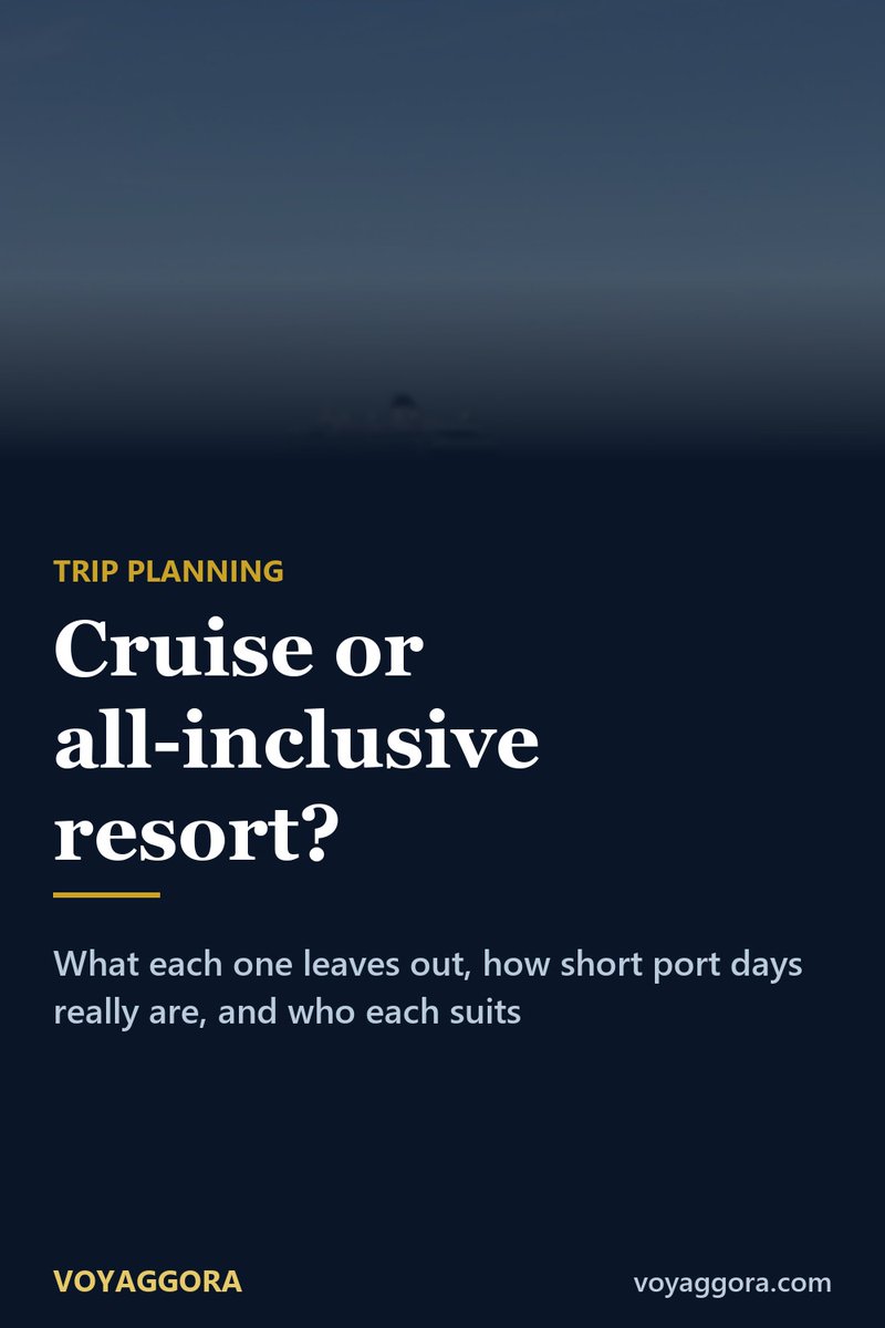 jeanleonardo's tweet photo. Cruise or all-inclusive resort? They cost about the same once you add flights, tips, drinks and two excursions. What differs is motion: a cruise moves while you sleep, a resort asks you to stop. A port day is shorter than you think - most ships https://t.co/9oravMklkW