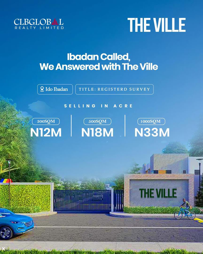 King_E_Philips's tweet photo. The Ville- Ido, Ibadan. 

Plots Selling at:
300 sqm- NGN 2 M
500 sqm- NGN 3 M
1,000 sqm- NGN 5.5 M

Feel free to contact me for more information. https://t.co/2b84JOHZdt