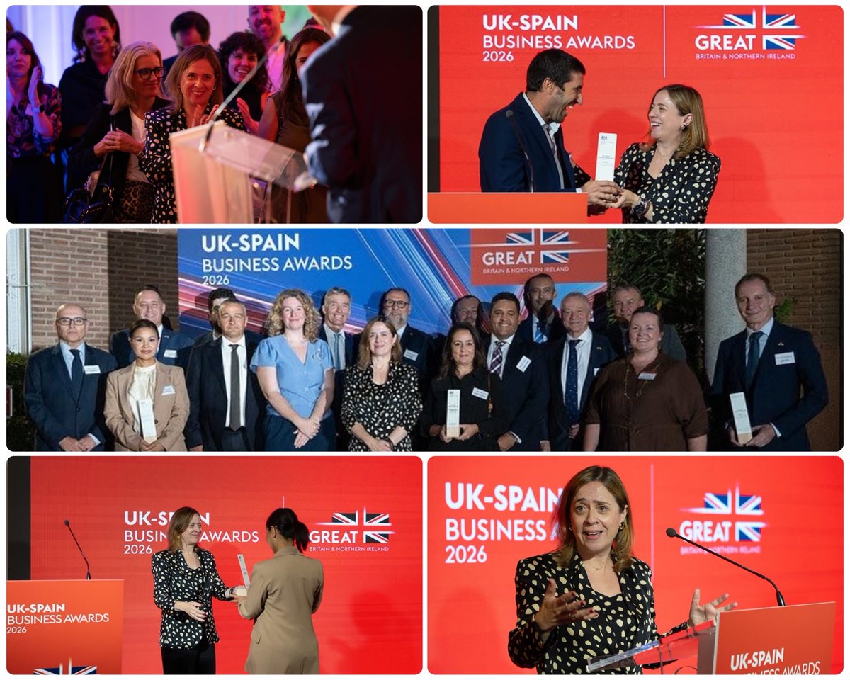 ls_amparo's tweet photo. Enhorabuena a las empresas premiadas en los #UKSPAwards2026 @UKinSpain

Su trabajo contribuye a reforzar unos lazos económicos cada vez más sólidos entre España y Reino Unido

Seguimos avanzando juntos para impulsar el comercio, la inversión y nuevas áreas de colaboración. 🇪🇸🇬�� https://t.co/6YDz3A6NKH