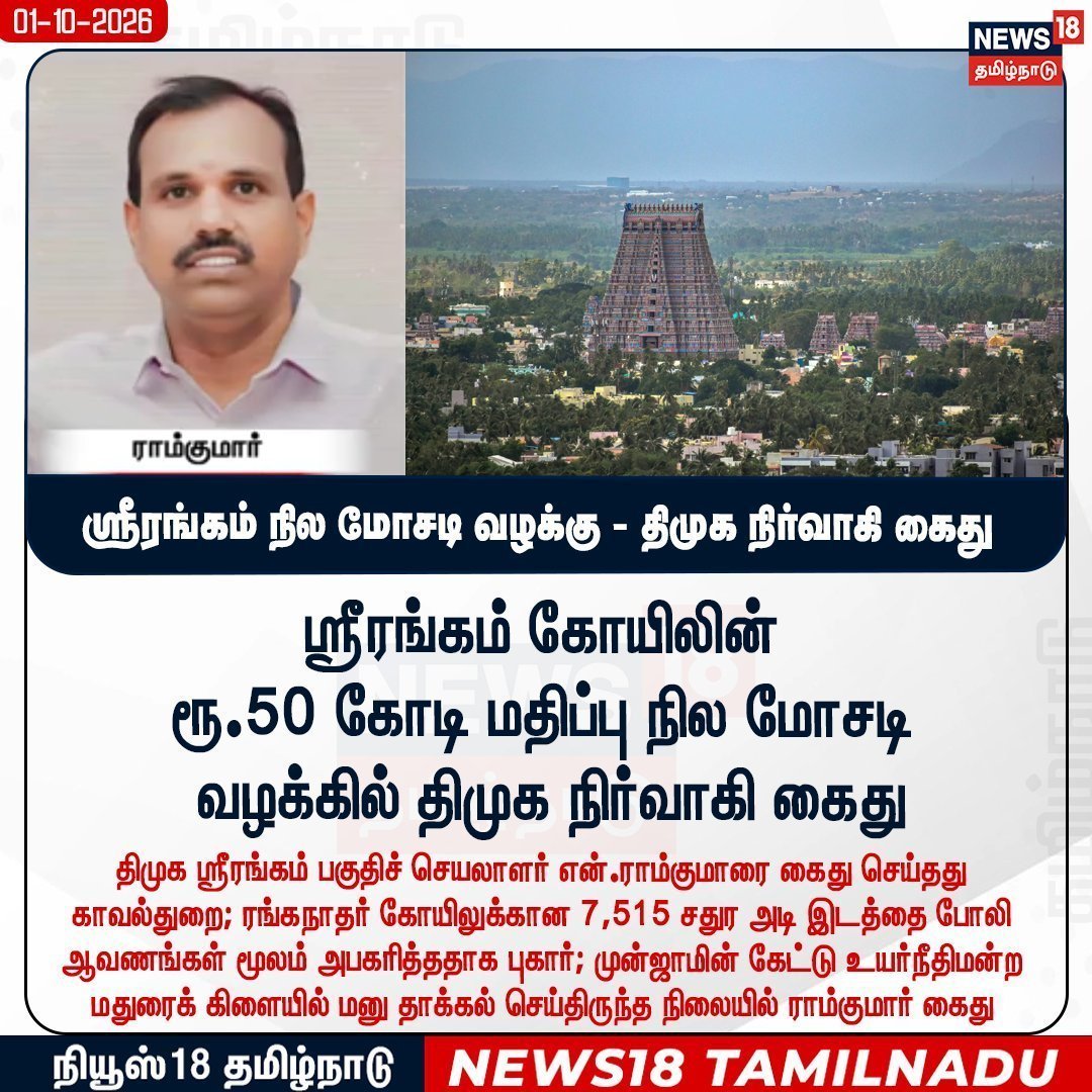 viewofthiyagu01's tweet photo. 🔴சம்பவம் 🙌..

கோவில் நிலத்தை தொட்ட விடமாட்டோம். தொட்டவனையும் விடமாட்டோம்.

முன்ஜாமீன் மனுவை நீதிமன்றம் ரத்து செய்தது. உடனடியாக காவல்துறை தன் கடமையை செய்தது. 

மாண்புமிகு அமைச்சர் @RameshOffcl👏.. https://t.co/qzn5738F58