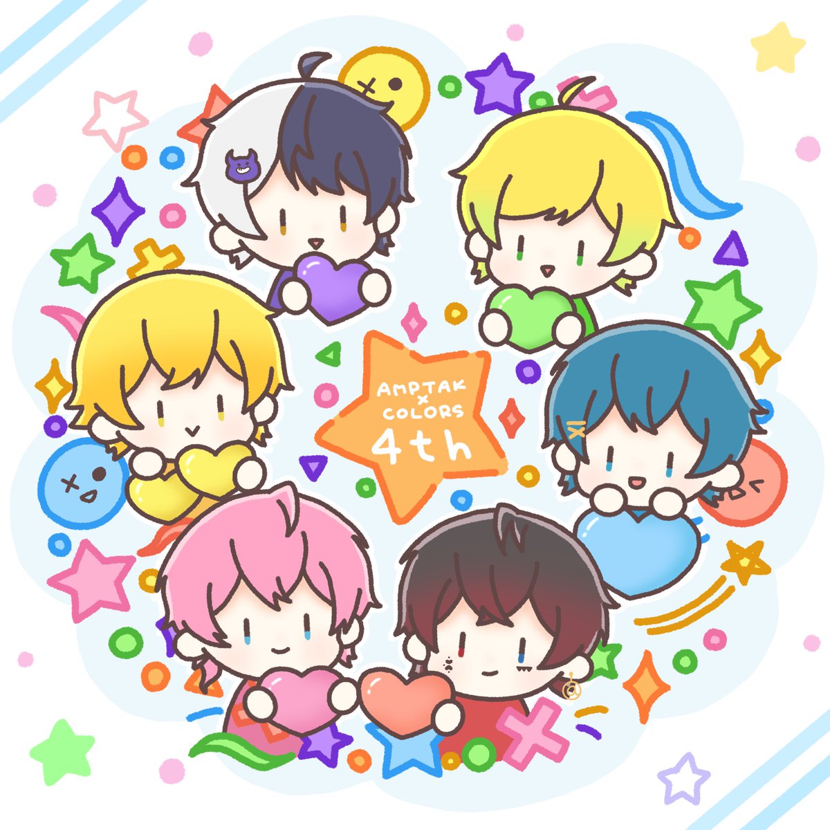 pikoriru's tweet photo. 🧡💐4周年おめでとうございます💐🧡

個性豊かな6人が大好きです📣🌈
これからも沢山応援してます✨️

 #アンプ絵 
 #AMPTAK4周年 https://t.co/RO4M5fzz2p