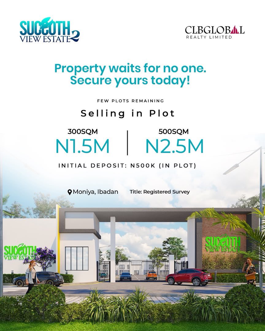 King_E_Philips's tweet photo. Succoth view Estate - Moniya, Ibadan. 

Plots Selling at:
300 sqm- NGN 1.5 M
500 sqm- NGN 2.5 M

Acres selling at: 
300 sqm- NGN 9 M
500 sqm- NGN 15 M

Feel free to contact me for more information. https://t.co/njRGxuwcpC