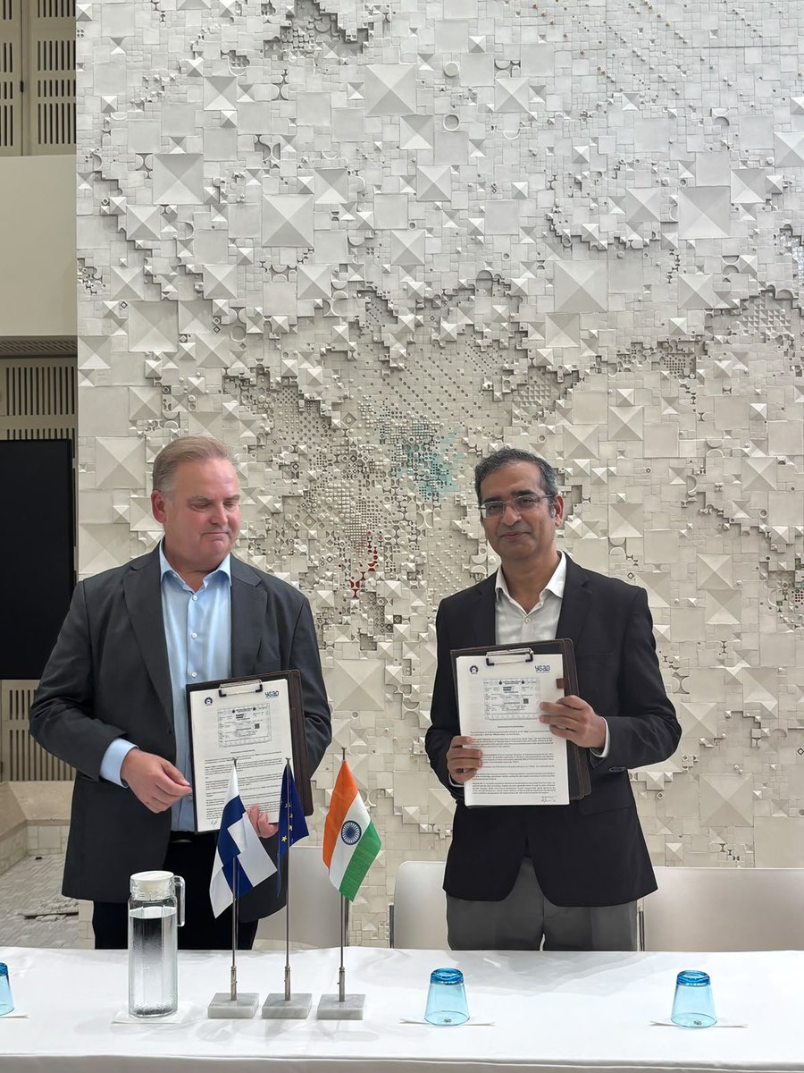 NJ_Foundation_'s tweet photo. The Naveen Jindal Foundation was delighted to welcome the delegation from YSAO, EduSavo and Samiedu, Finland, for discussions on future skills, vocational education, learner mobility and international collaboration.

Through Naveen AVSAR – Advanced Vocational Skills for Aspirational and Rewarding Lives, NJF is committed to creating meaningful pathways for learners and educators, with a strong focus on industry-relevant skills and global exposure.

A key milestone was the signing of an MoU between YSAO and the Naveen Jindal Foundation, signed by Dr. Maneesh Mishra, VP & Head – Skill Development, NJF and Mr. Kari Puumalainen, Director, YSAO

We look forward to building on this partnership and creating new opportunities for skills, mobility and learning across Finland and India.