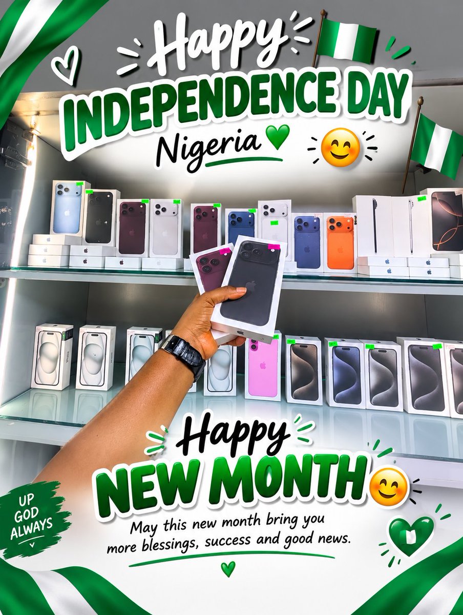ImateStore's tweet photo. From all of us at IMATE STORE, we’re wishing our amazing customers a beautiful and blessed new month. 🥰✨ May this month bring you more money, greater opportunities, open doors, good health, success and plenty reasons to smile. 🙏🏽❤️
As we celebrate our great nation https://t.co/4tffEmlED1