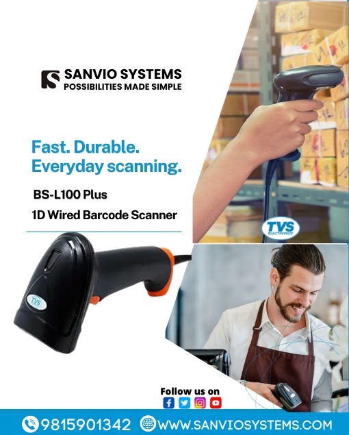 sanviosystems's tweet photo. The TVS Electronics BS-L100 Plus Barcode Scanner is designed for fast, reliable 2D barcode scanning- helping retailers speed up billing and serve customers efficiently.
📞 Call 9815901342 | 9914011660
#SanvioSystems #TVSElectronics #BSL100Plus #BarcodeScanner #BarcodeScanning https://t.co/uxzEBf0Jur