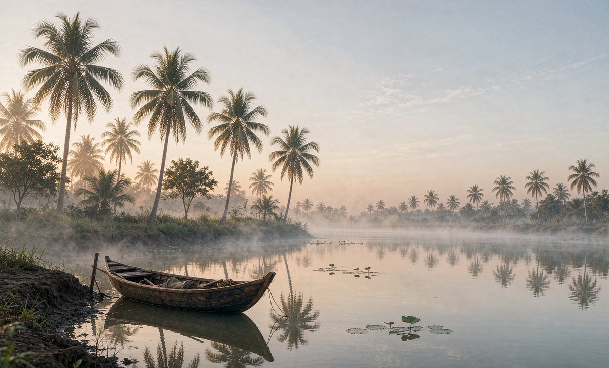 gimleking's tweet photo. Six a.m., the Mekong still wrapped in mist, and the only plan is none. Clarity over checklist. #slowliving #CanTho https://t.co/Vvb6fqJp5L