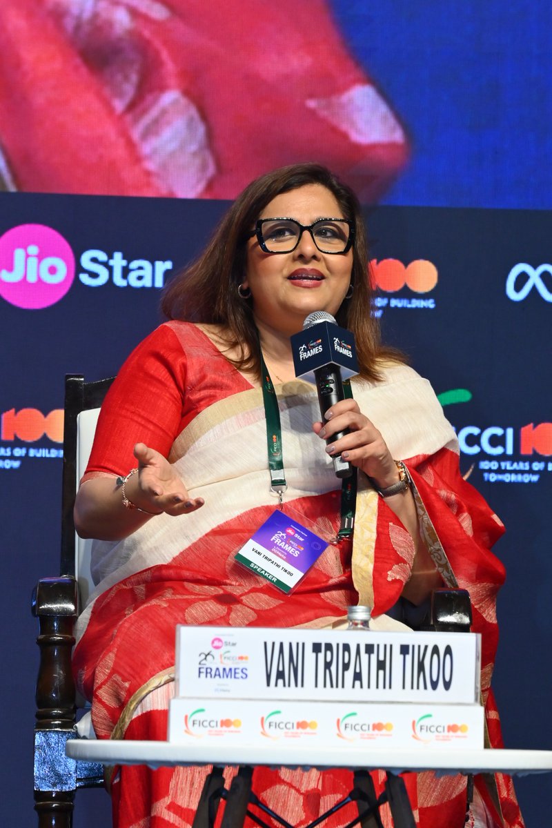 FICCIFRAMES's tweet photo. Madhya Pradesh’s Next Creative Frontier: From Production to Pixels

Ms. Vani Tripathi Tikoo, Actor & Producer, highlighted Madhya Pradesh’s rich storytelling potential and the warmth of its creative ecosystem, extending beyond financial incentives to offer filmmakers a sense of belonging and support.

“There are so many stories and so much emotion in Madhya Pradesh, beyond a subsidy, beyond a tax incentive. It is a state which has open arms.”

#FICCIFRAMES2026 #IndiasMediaMoment #MediaAndEntertainment #InfiniteContent @vanityparty
