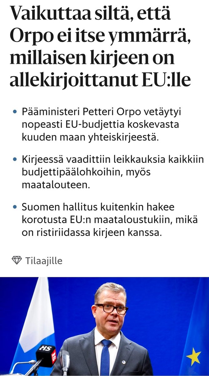 Jonne36924395's tweet photo. Näin käy kun päämknisterinä on saamaton, kielitaidoton Lapanen. Orpo vielä kehtaa syyttää muita kun sössii itse. 
HS-analyysi | Vaikuttaa siltä, että Orpo ei itse ymmärrä, millaisen kirjeen on allekirjoittanut EU:lle
https://t.co/BAubRBuR8N https://t.co/GDbDsh1uTj