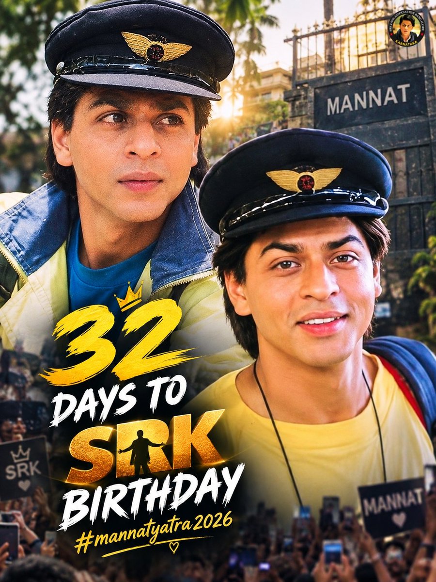 Srk_bangalore's tweet photo. 32 DAYS TO GO! 🔥❤️‍🔥

Bas 32 din aur… phir Mumbai, Mannat aur Khan Sahab ka Birthday! 👑❤️

The excitement is getting real! 🔥

@iamsrk

#MannatYatra2k26 #SRKDay #ShahRukhKhan #KingKhan https://t.co/wRbSnu0D9i
