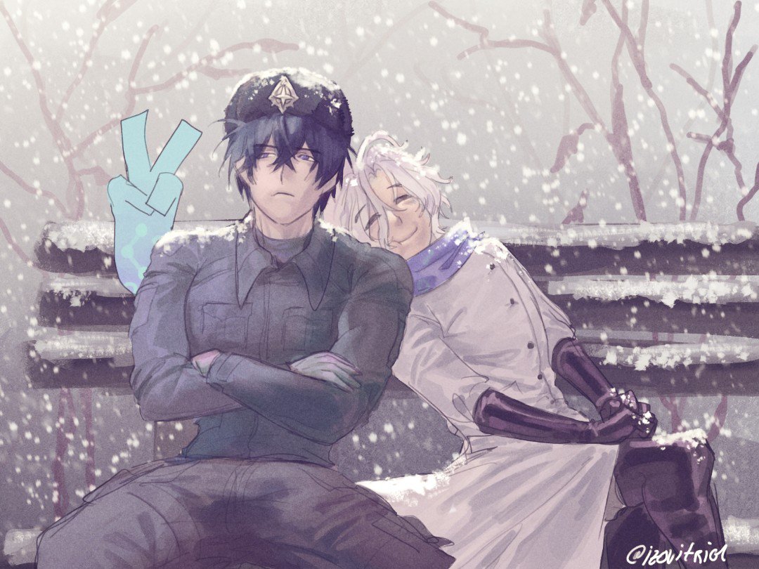 izovitriol's tweet photo. “You ought to wear warmer clothing, Sir Dmitry.”
“I think your body heat will do just fine!”
“...”

A #mitval 1900s AU https://t.co/exM9lb9v5I
