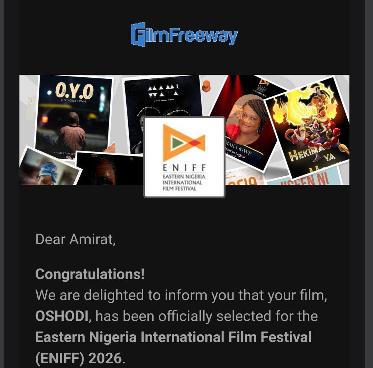 _mamashade's tweet photo. Woke up to the news of OSHODI documentary being selected, again.

I have no words. Just gratitude.💃 https://t.co/fjnnZu2rs1