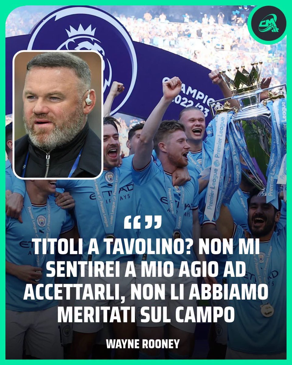 calciomercatoit's tweet photo. ❌Wayne Rooney non ha dubbi: in caso di revoca dei titoli al Manchester City, non vorrebbe che uno di questi venga assegnato al suo Manchester United

Cosa ne pensate? https://t.co/xylF6CYkun