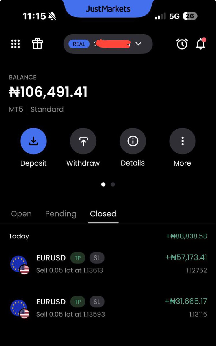 Tracychinel's tweet photo. I needed money to buy my cream 😂

So I said, why not just deposit ₦17k and see what happens? 

Placed a sell on EURUSD and let the trade do its thing.

Now I’ve made ₦88k from it 😂❤️
Let me go and buy my cream o 

October started well ❤️ https://t.co/BkDgPX8DiV
