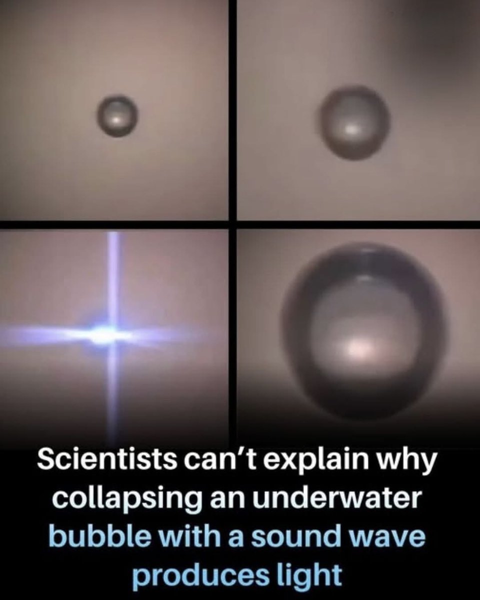 NextScience's tweet photo. ⚛️ A TINY WATER BUBBLE THAT GLOWS?

Scientists have observed a fascinating effect called sonoluminescence. When a tiny bubble trapped in water is squeezed by powerful sound waves, it suddenly emits a brief flash of light.
There’s no electricity, fire, or chemical reaction involved—just sound energy and water producing a mysterious glow.

Exactly how this light is created is still being studied, making sonoluminescence one of the most intriguing mysteries in physics. This tiny bubble could help scientists better understand extreme energy conditions and the hidden behavior of matter.

Source:
Brenner, M. P., Hilgenfeldt, S., & Lohse, D. Sonoluminescence and Bubble Dynamics. Reviews of Modern Physics.