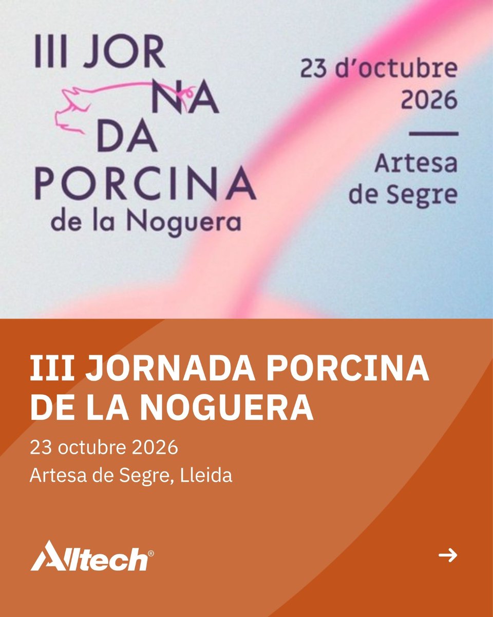 AlltechSpain's tweet photo. 📍 Jornada de Porcino de La Noguera
📍 SEPOR | Jornada Alimer

Además, Silvia B. participará como ponente en la jornada de Alimer.

Seguimos compartiendo conocimiento con el sector. 🌱
#AlltechSpain #Ganadería #Innovación https://t.co/m4CKy7qXr1