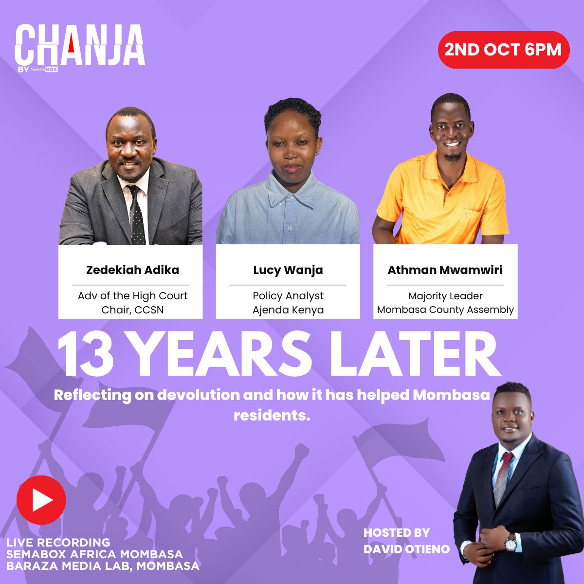 AjendaKenya's tweet photo. Devolution has been part of Kenya’s governance journey for 13 years. But has it satisfied Mombasa residents?

This Friday, 2nd October at @BarazaLab Mombasa, Join our able panelists as they reflect more on devolution and its impact. #Devolution https://t.co/x4jRaiWIyR