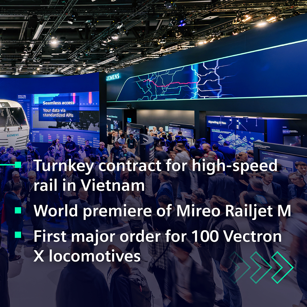 Siemens's tweet photo. Rail, climate tech and AI-powered manufacturing all had their moment this September. ð€ïžðð€
From #InnoTrans2026 to #ClimateWeekNYC and smarter quality inspection on the factory floor, here are a few of our highlights from the month. ð