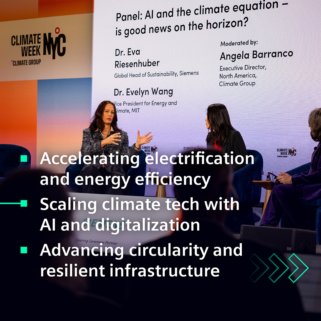 Siemens's tweet photo. Rail, climate tech and AI-powered manufacturing all had their moment this September. ð€ïžðð€
From #InnoTrans2026 to #ClimateWeekNYC and smarter quality inspection on the factory floor, here are a few of our highlights from the month. ð