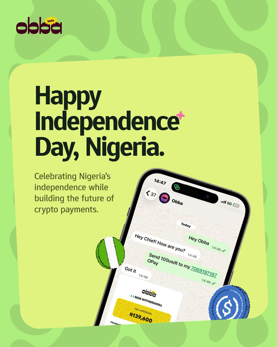 useobba's tweet photo. Today, we honor 66 years of independence and look ahead to all Nigeria can become. 

Happy Independence Day! 🇳🇬 https://t.co/uqzbttyjus