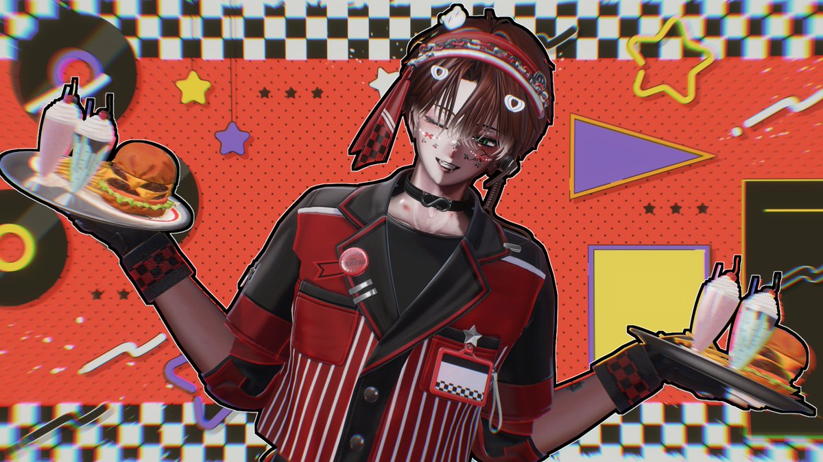 tttakashittt's tweet photo. 「ハンバーガー選ぶ？ それとも……俺、選んじゃう？」

#Komano3d #狛乃 #VRchat https://t.co/YGkVbsbp0o