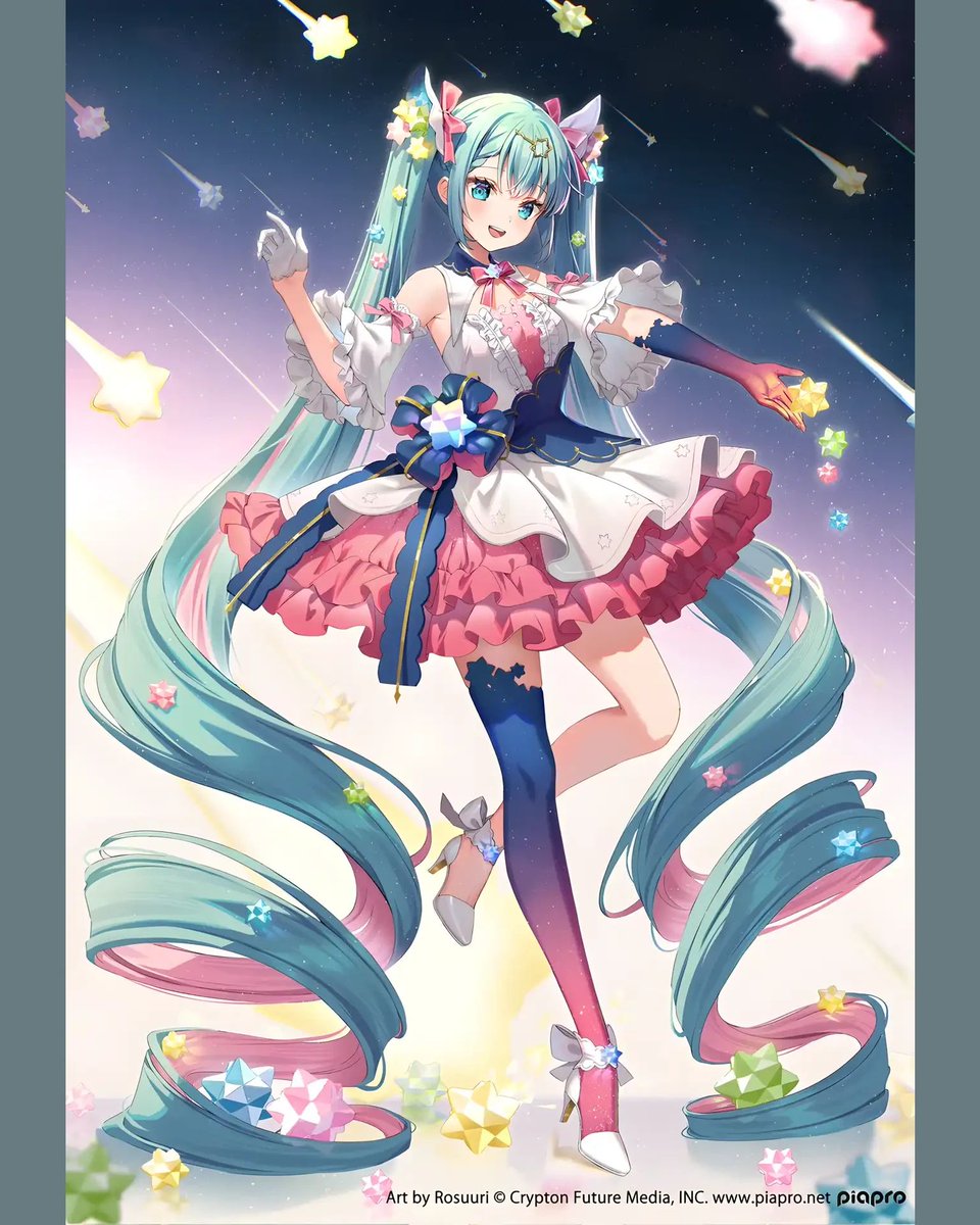 BunnyChasse's tweet photo. #DMMFactory (@DMM_factory) trae a #HatsuneMiku en la versión del concurso EXPO 10th Anniversary de #Rosuuri (@rosuuri) ✨. Vestido mágico, estrellas y una pose que grita

https://t.co/KoDCwj5PKJ https://t.co/0EQj0nM3VM