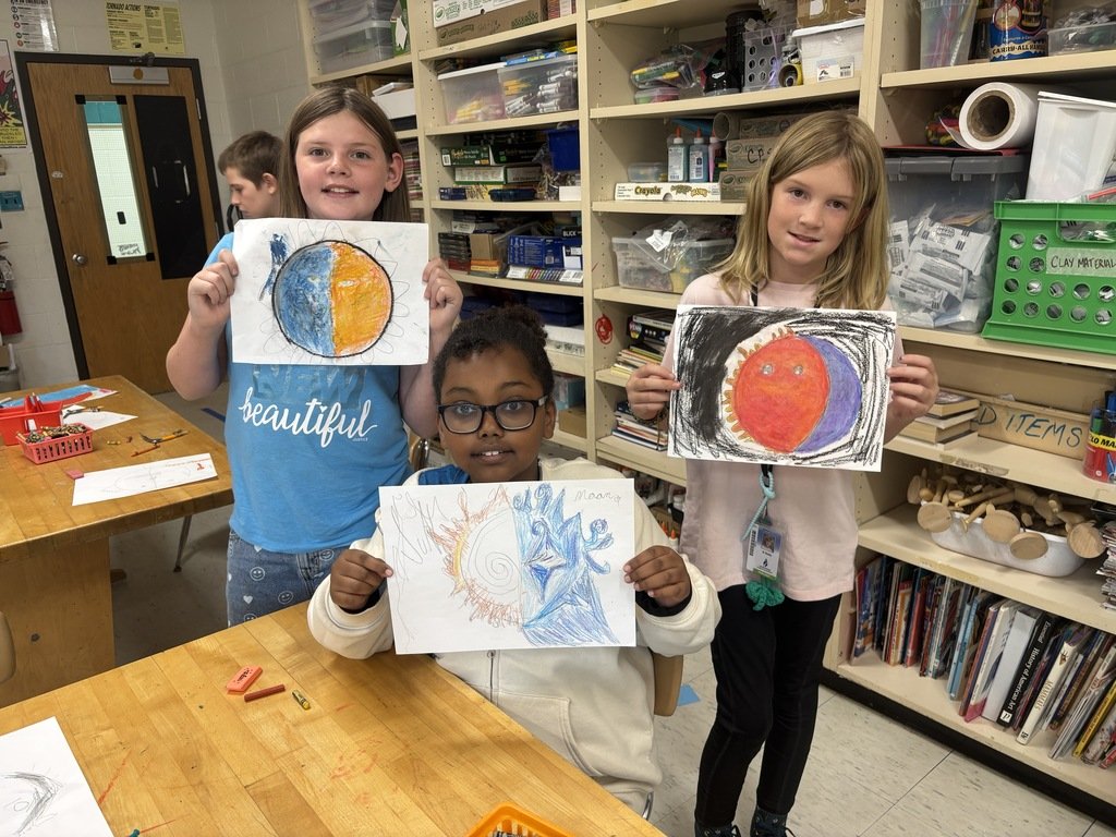 ButtsRoadInt's tweet photo. Ms. Sawyer’s 5th graders are preparing to create their Sun and Moon clay sculptures in Mrs. Tolentino’s art class! 🎨Students first sketched their ideas on paper, exploring patterns, textures, and symbols while connecting their designs to the Sun, Earth, and Moon. ☀️🌎🌙 https://t.co/C5p8YsfcQy