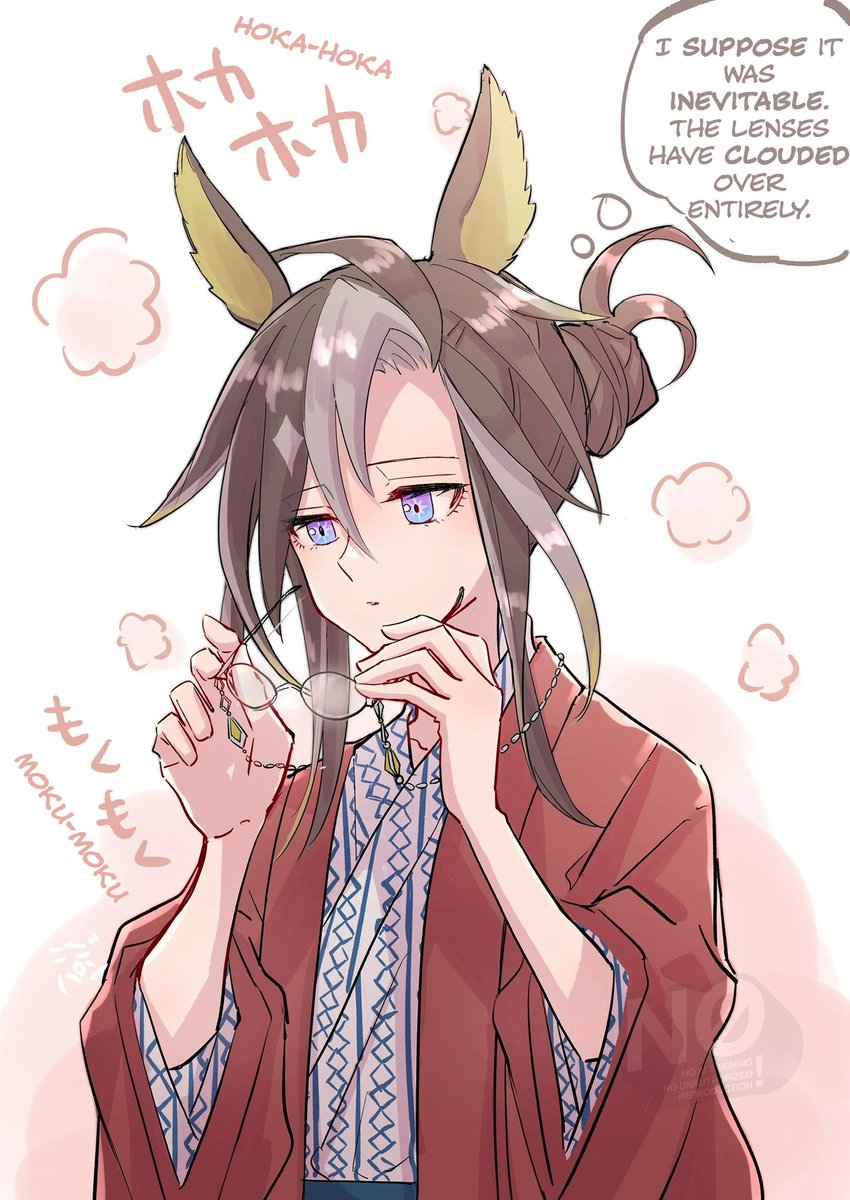 EspokunCity's tweet photo. Repost: The Post-Bath Yukata & Hanten Club ♨️
In the company of Elder Sister—as is our sovereign pleasure by @Gogopan3700

Please support the original artist's works!

#Umamusume #UmaTranslations 
#ウマ娘 #ウマ娘譲 
#DreamJourney #ドリームジャーニー
#Orfevre #オルフェーヴル
---
I am surprised that Journey without glasses doesn't have 3 eyes