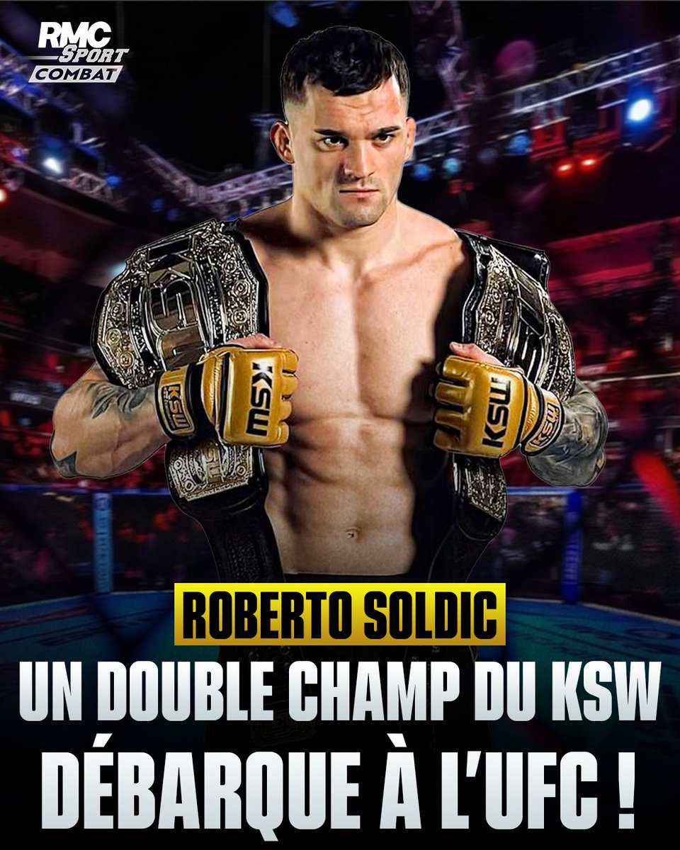 RMCSportCombat's tweet photo. 🚨 J-2 AVANT L'UFC 332 !!

🔥 Après Salahdine Parnasse, c'est un autre ancien double champion du KSW qui débarque à l'UFC ! Roberto Soldic va faire ses débuts dans la plus grande organisation du monde face à Khaos Williams !

📺 C'est samedi à partir de 23h30 sur RMC Sport 1 ! https://t.co/G1pT3RO4OS
