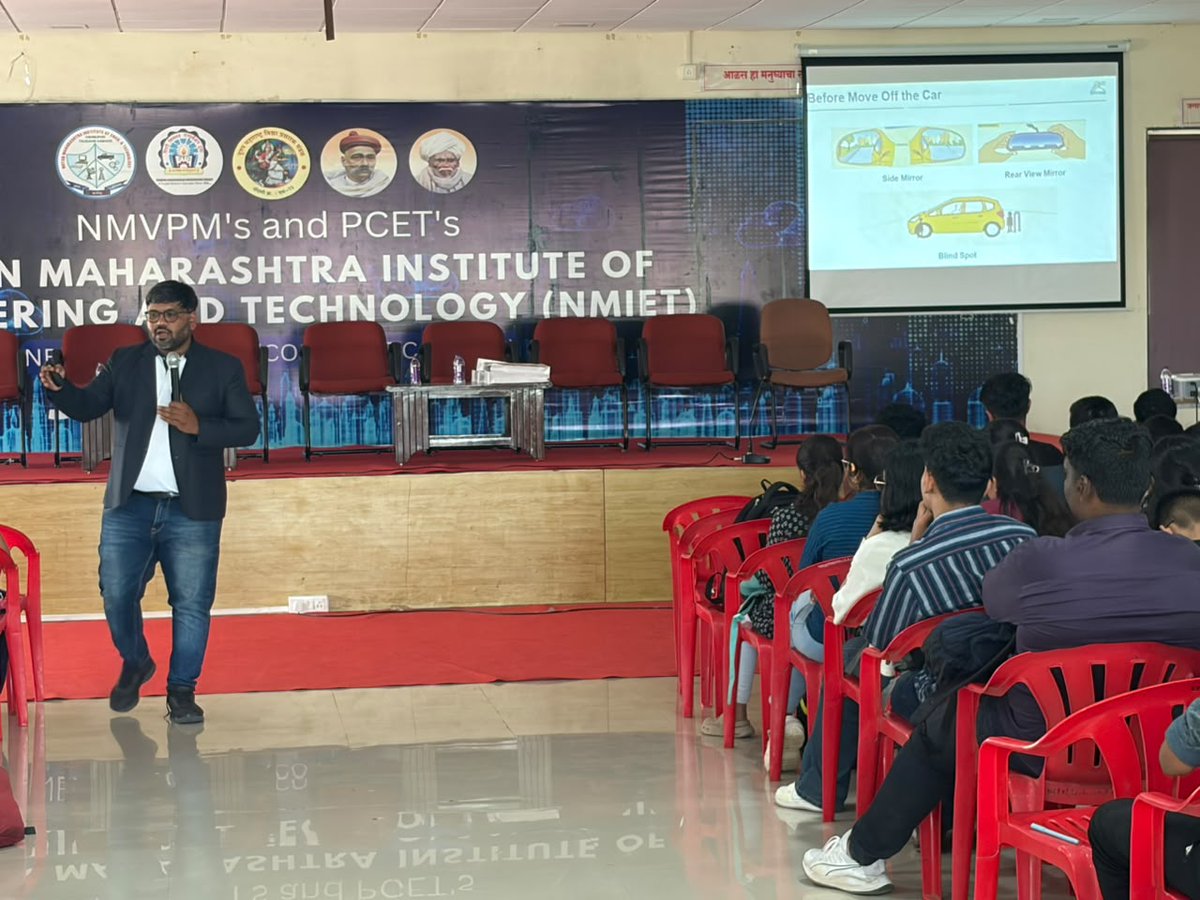 NMIETPUNE's tweet photo. 🚦 Road Safety Starts With Us! 🛵

NMIET’s First Year Engineering students participated in a Road Safety Awareness Program led by Mr. Anand Kamble &amp; team, Honda Motorcycle &amp; Scooter India Pvt. Ltd.

🛡️ Ride Safe. Follow Rules. Save Lives.

#NMIET #RoadSafety #SafetyFirst https://t.co/RMJiMqj9MN