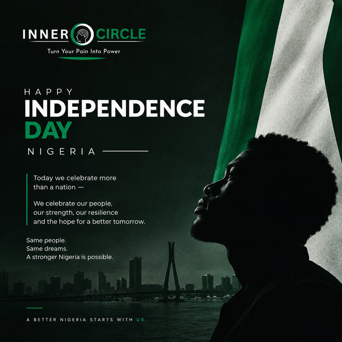 innercircle4you's tweet photo. Happy Independence Day, Nigeria 🇳🇬 &amp; Happy New Month!
​No matter the struggle, our strength lies in our resilience and our shared dream for a better tomorrow. Stay hopeful!  
​#HappyIndependenceDay #HappyNewMonth #InnerCircle #NigeriaAt66 #TurnPainIntoPower #StrongerTogether https://t.co/BiWAW57wjz