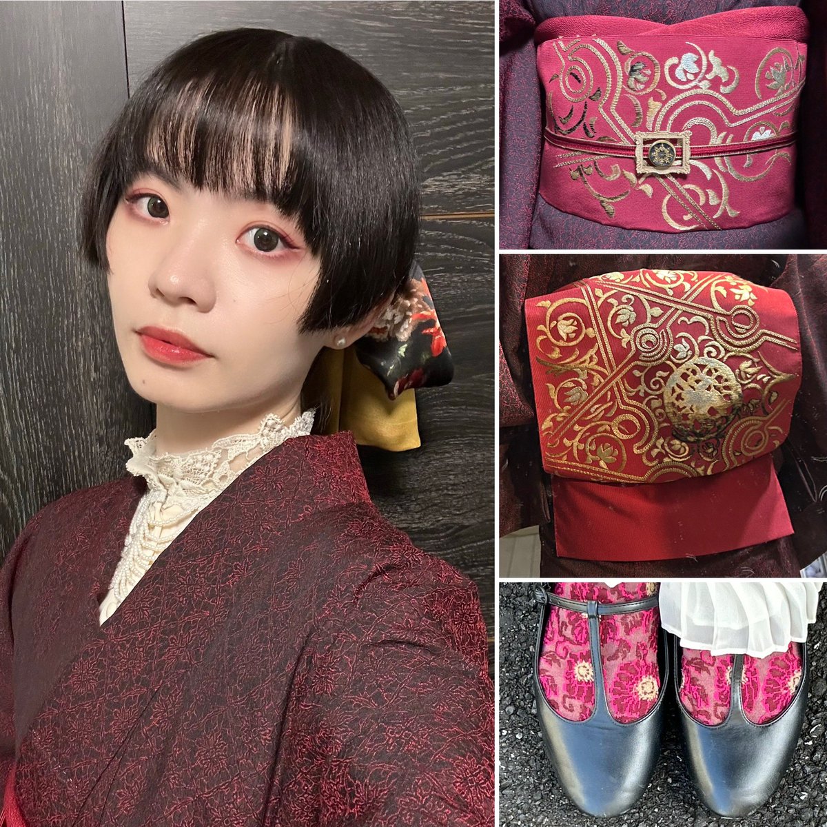 SevGreen0326's tweet photo. ルーヴル美術館展見に行った、構図と配色で目の保養
今日は和洋折衷着物コーデ
幾何学柄小紋に洋風柄刺繍帯、レースブラウス、額縁帯留、レースショール、パールアクセサリー

着物、帯:戻橋
額縁帯留:-suu-
ブラウス:contore 
バッグ:京や https://t.co/5iTdOsEuMa