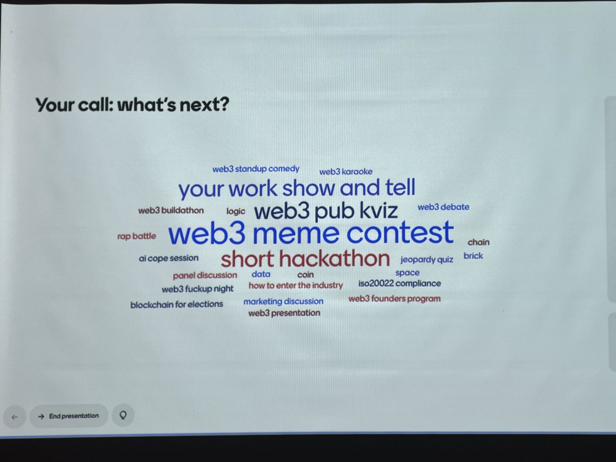 DecenterTeam's tweet photo. Da li biste došli na Web3 standup veče ili Web3 meme contest?

Prošle nedelje organizovali smo Web3 meetup u našim prostorijama i pitali zajednicu koje teme i formate želi da vidi sledeće, uz priliku da predloži svoje i glasa za favorite.

Hvala svima koji su svratili, glasali i podelili svoje ideje. Vaš input direktno oblikuje buduća okupljanja, a neke od predloga već spremamo za naredne meetupe.

Zapratite našu Luma stanicu da ih ne propustite. Vidimo se!