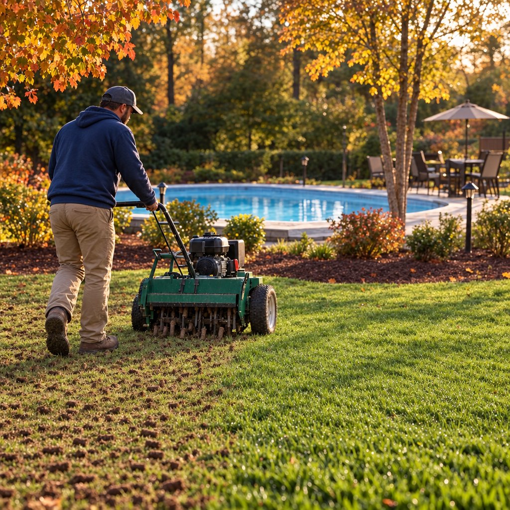 affordableva's tweet photo. Give your lawn a fresh start this fall 🍂 Aeration relieves compaction, overseeding fills thin spots, and fertilization supports stronger growth. Count on our reliable team for thoughtful, timely lawn care in Fredericksburg.

#FallLawnCare #LawnRejuvenation… https://t.co/8oMXOwcWAz
