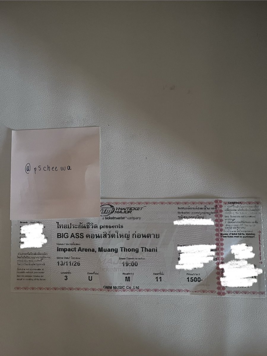 p5cheewa's tweet photo. [wts] ปล่อยบัตรคั้บ

วันศุกร์ 13 
โซน U 
1550.- ส่งฟรี

🚛ส่งไปรษณีย์นะค่ะ เนื่องจากอยู่ตจว.
ไม่ไว้ใจพร้อมให้คอนแทคส่วนตัวค่ะ 🥺

สนใจเม้น/dm 💌
#BIGASSคอนเสิร์ตใหญ่ก่อนตาย
#BigAssRockBand https://t.co/0CURqPT1F8