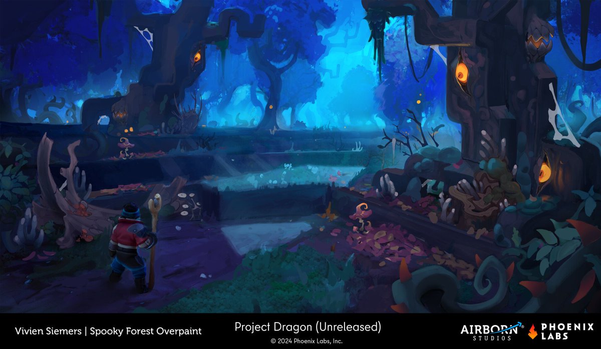 EverhavenWorld's tweet photo. Concept art of the Spooky Forest biome of #Everhaven. #ProjectDragon #BringBackProjectDragon #conceptart #gameart #2dart #cozygames #cancelledgames

2D art by @scarVii: https://t.co/JuVzIUH4rc https://t.co/NQ0LUG5X8I