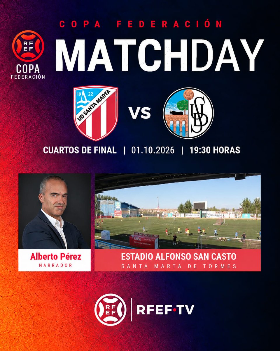 albertoperezdoc's tweet photo. ⚽️Llegó el momento de saber quién se clasifica para la Copa del Rey y abre la vía para recibir a un Primera  

⌚️19.30 horas, @UDSantaMarta vs @SalamancaCFUDS 

🎙️Me llevo a Balta de comentarista, podéis seguirlo en el canal de Youtube de la @rfef 👇

https://t.co/aCkrseGzGI https://t.co/gYYHKJ7ACx