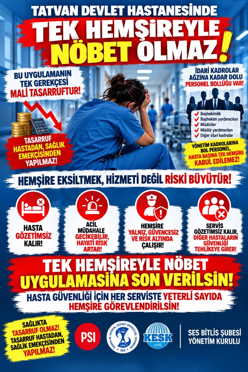 SesBitlis's tweet photo. Angarya ve Güvencesiz çalışmaya son!
@saglikbakanligi @saglikcisesiyiz @sesgenelmerkezi @drmemisoglu @BirGun_Gazetesi @evrenselgzt @MAturkce @jinnewsturkce @ilketvcomtr @ankahabera @dokuz8haber @cumhuriyetgzt1 @yeniyasamgazete @gazetesozcu @nowhaber https://t.co/TVm0IcP5Lv