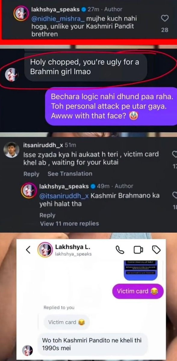 Bhavishyaoiii's tweet photo. Lakshay speaks khud Brahmin ko itne gali de huye hai 🤡 https://t.co/yh3pp4jnmE