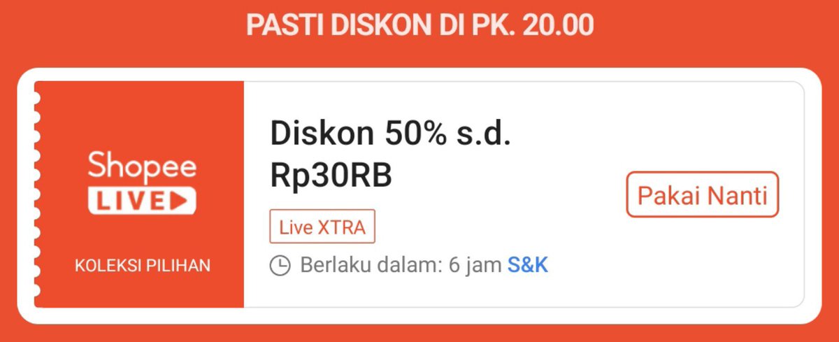 today_clouds's tweet photo. kapan lagi dapet voucher shopee tanpa rebutan🥳

⏰ 20.00 (5 MENIT GAK REBUTAN) 

🚨 DISKON 50% S/D 30RB, min. beli 60RB
🛒 produk live xtra

pilih produk dari sekarang 👇
https://t.co/95QBLrZGnR https://t.co/a7S4kEjM1H