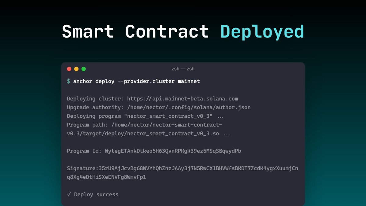 nectorchat_'s tweet photo. We just deployed our new smart contract successfully on Solana Mainnet.

Check out the details below 👇   

Program ID: https://t.co/Nijvd3l0go https://t.co/NSyu3Rx4Mm