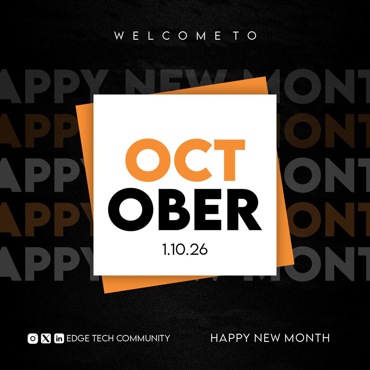 _weareedgetech's tweet photo. We’re wishing you a very Happy New Month from us 🎉🎉🎉
#HappyNewMonth
#HappyNewOctober https://t.co/pgjhI3wyOx