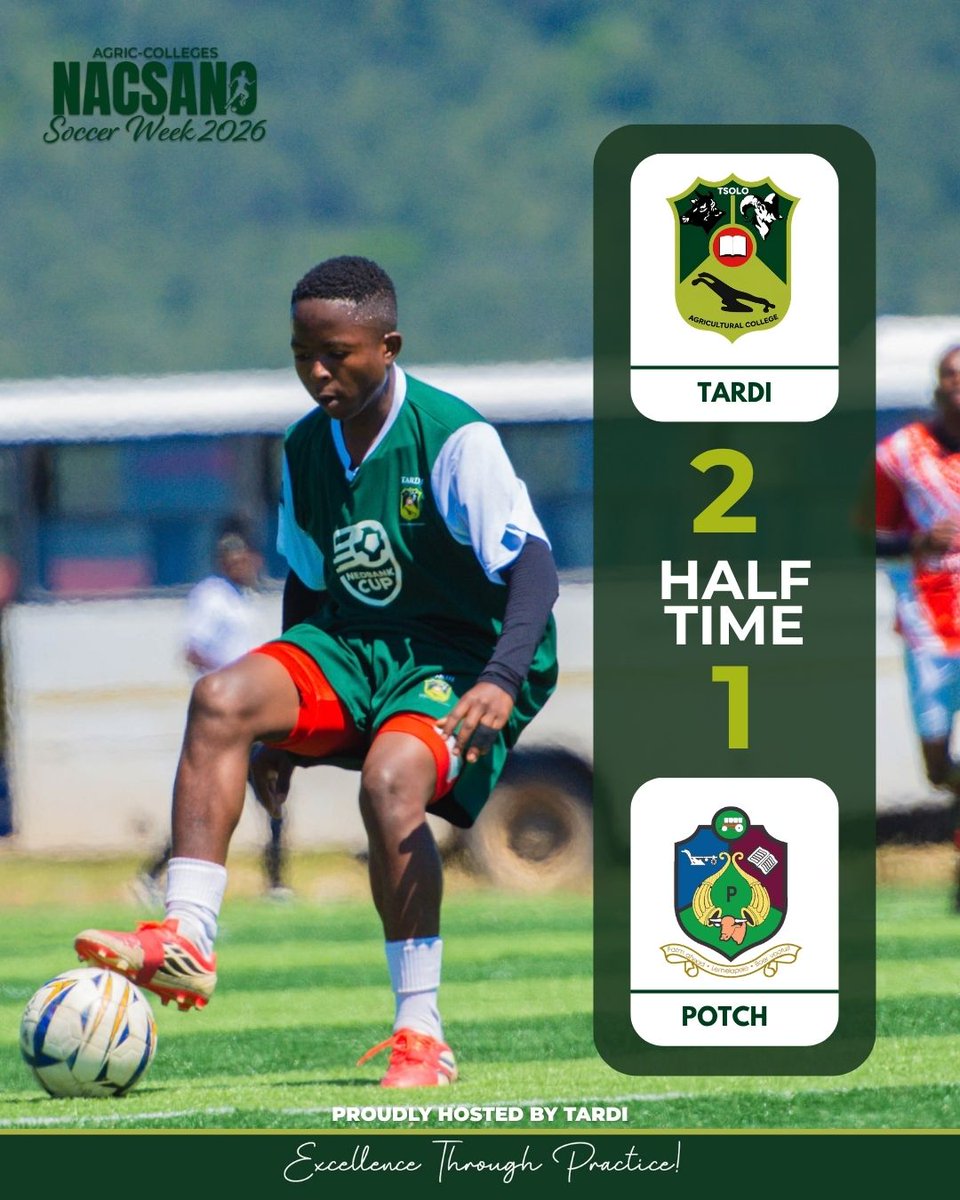 TARDI540202's tweet photo. HALF TIME ⚽

TARDI 2 - 1 POTCH

The host team takes control at the break! TARDI digs deep to edge ahead 2-1 in a thrilling first 45, but Potch is well within striking distance 💥⚡

Stay tuned!

#NACSANO2026 #SoccerWeek  #PlateSemiFinal #HalfTime #Day6 #APAC #TARDI https://t.co/tSWhNMIUqP
