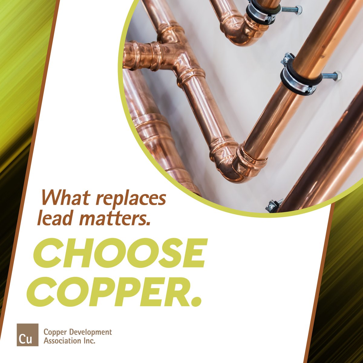thinkcopperUS's tweet photo. Replacing lead is only part of the decision. Copper offers strength, long service life and an impermeable tube wall for drinking-water service lines.  
What replaces lead matters. Choose copper. #CopperPowersProgress #CDA #CopperPowersBuildings https://t.co/9BSwG6RMBc