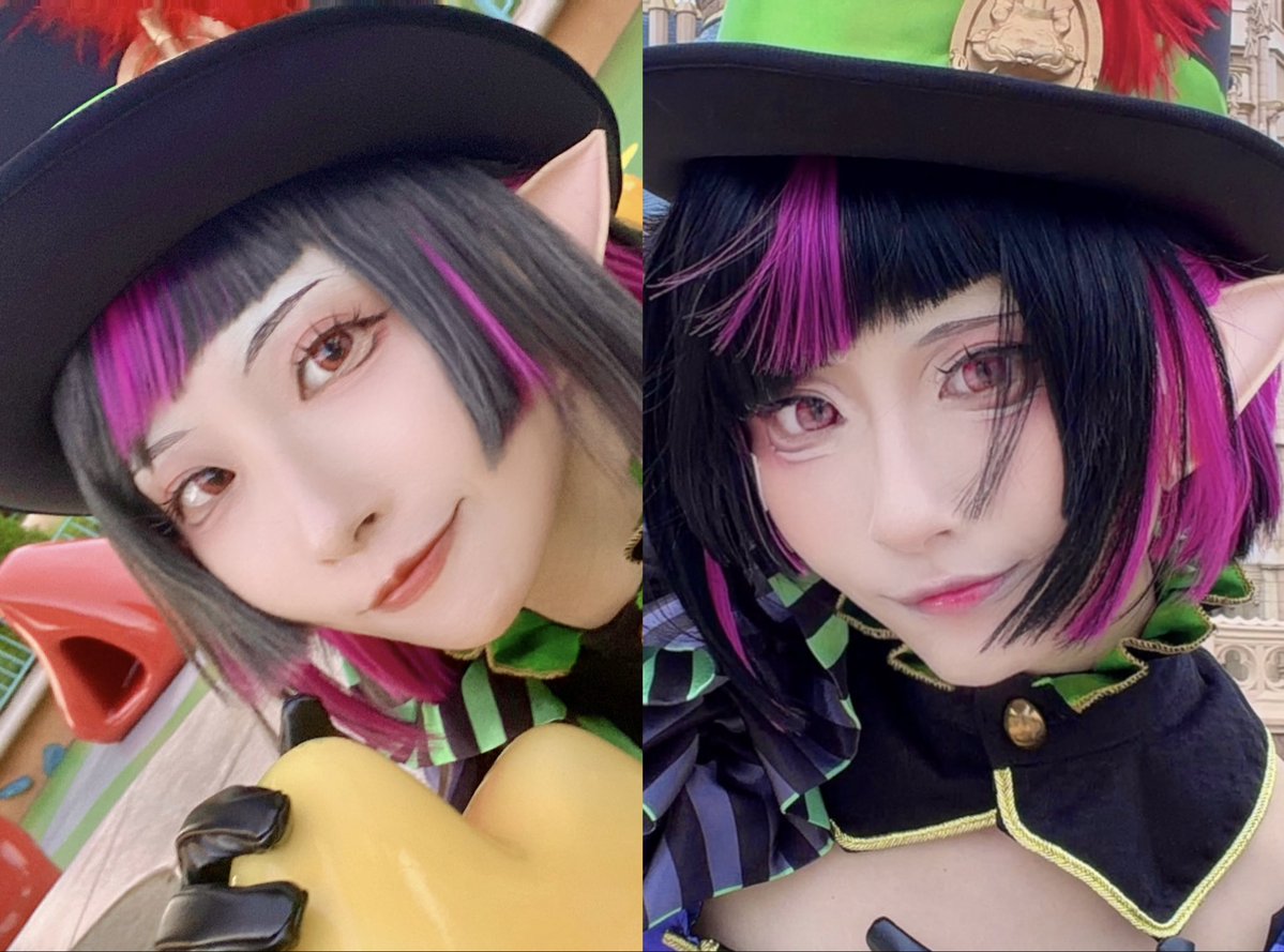 me_usa2mofu2's tweet photo. すごく恥ずかしいんだけど成長を感じたからのせます🫣💦✨

表情はほぼ同じだけど2025年は
・濃くしたつもりでまだまだ余白が多い
　描き込みが足らず中顔面と人中が長い
・眉毛の位置、アイラインが定まってなくて迷いを感じる
・前髪の高さ全然違う！そこじゃない感すごい

ちょっとずつ試行錯誤して今のメイクになりました！！来年もより成長できるといいな✨

←←←2025年Dハロ
　　　　　　　2026年直近Dハロ→→→